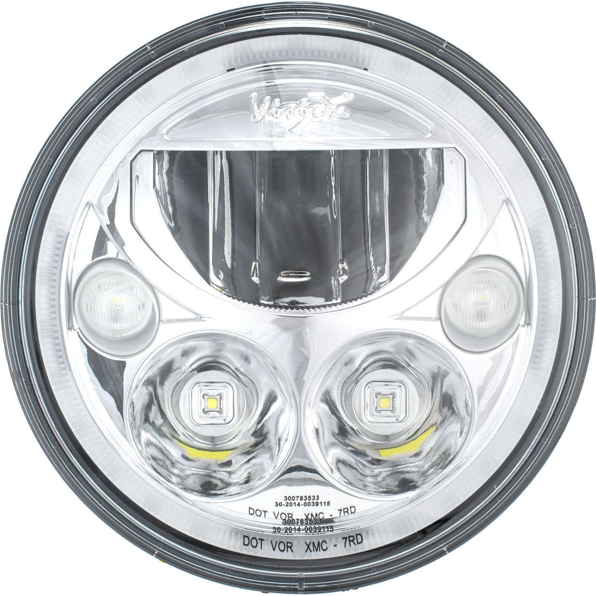 Phare LED Chrome XMC de 7" pour moto | Halo Blanc