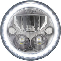 Phare LED pour moto XMC 7" noir chromé | Halo Blanc
