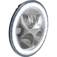 Phare LED pour moto XMC 7" noir chromé | Halo Blanc