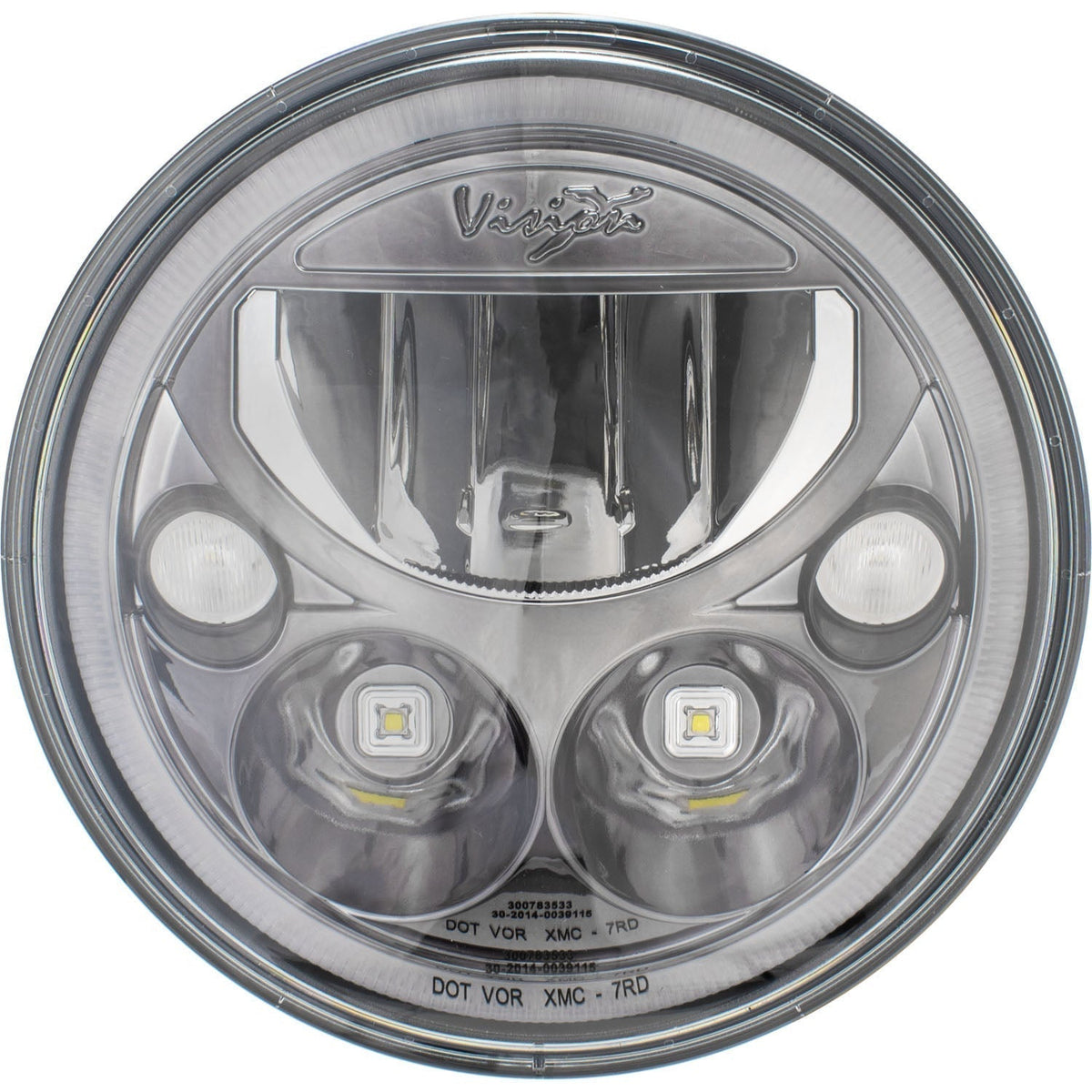 Phare LED pour moto XMC 7" noir chromé | Halo Blanc