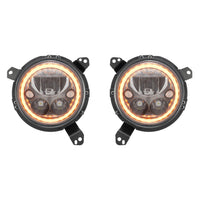 18+ Jeep JL / '20+ Jeep Gladiator VX LED-strålkastarsats - Svart krom | Amber Halo