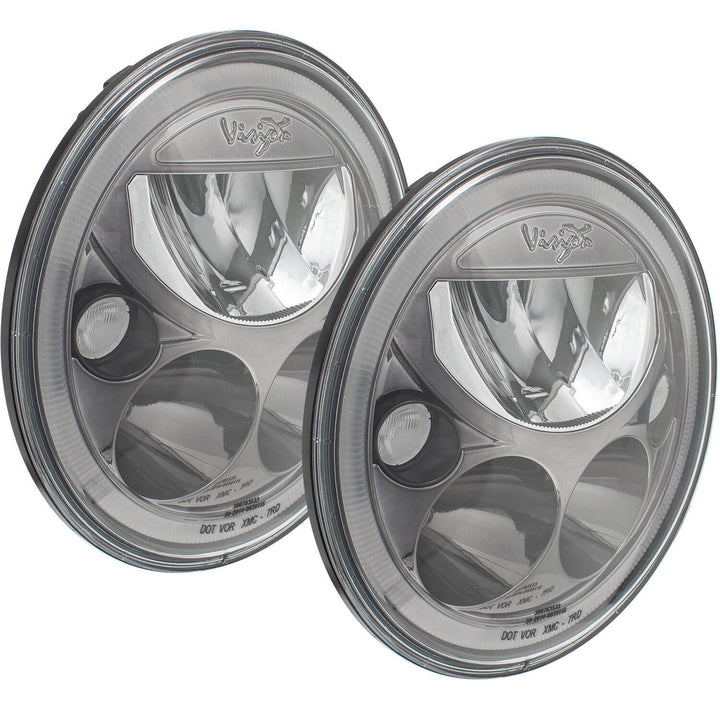 2007-2017 Jeep JK VX LED Headlight Kit - Black Chrome | White Halo