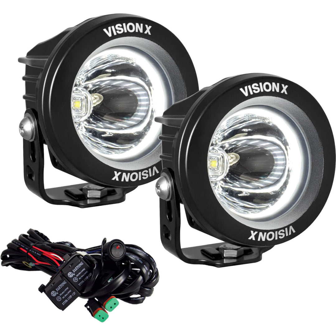 Kit de luz LED Optimus redonda de 3,7" con haz de 15º y halo blanco