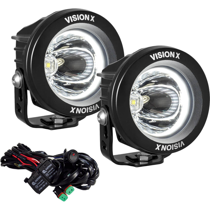 Kit de luz LED Optimus redonda de 3,7" con haz de 15º y halo blanco