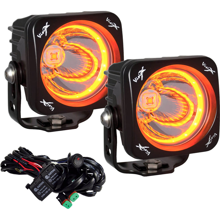 3" Optimus Square 15º Beam with Amber Halo LED Light Kit