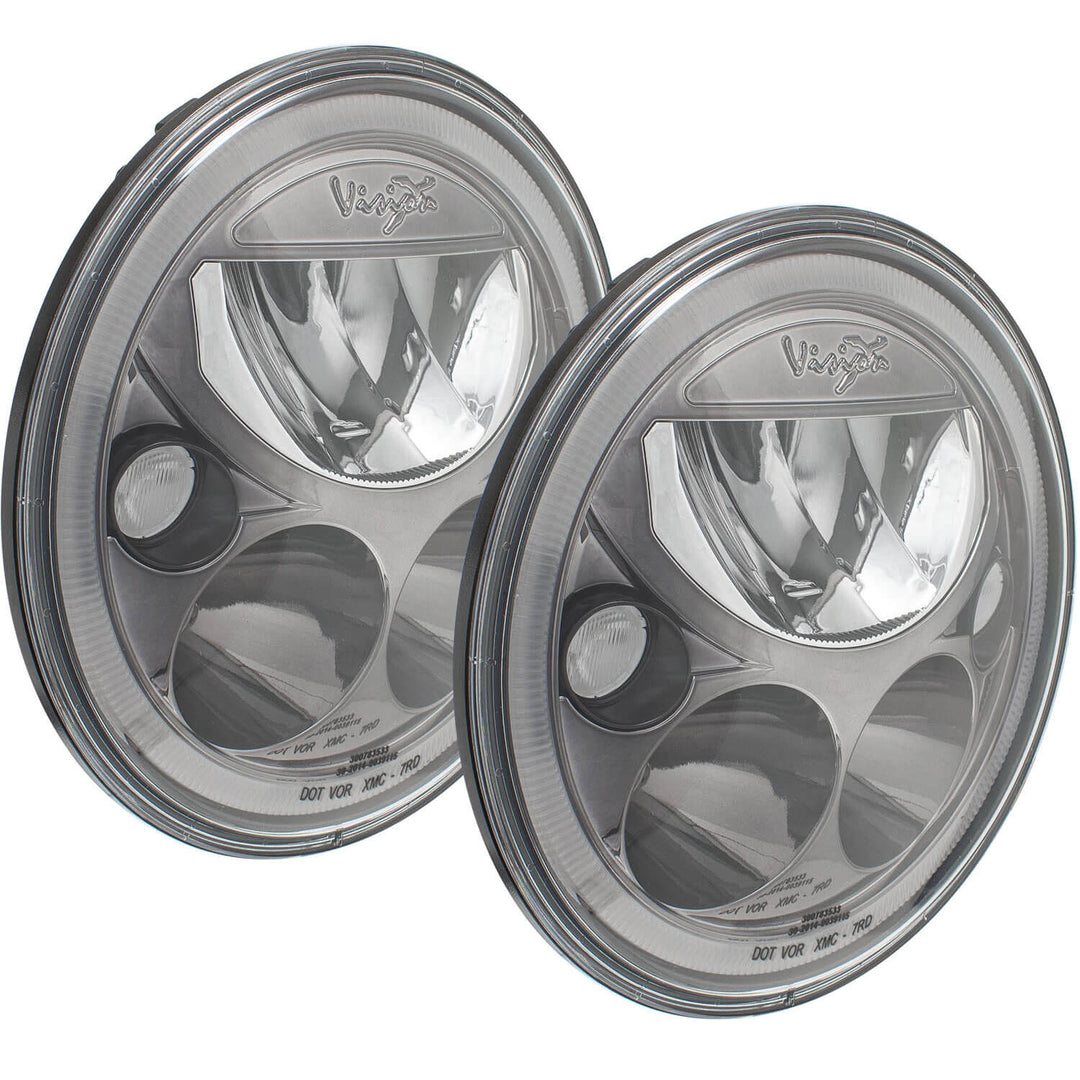7" VX Series LED Headlight Kit - Black Chrome | Amber Halo