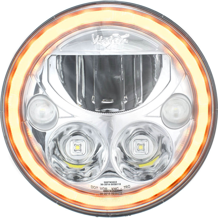 Phare VX rond 7" simple avec halo ambre (avec feux de croisement, feux de route et halo)
