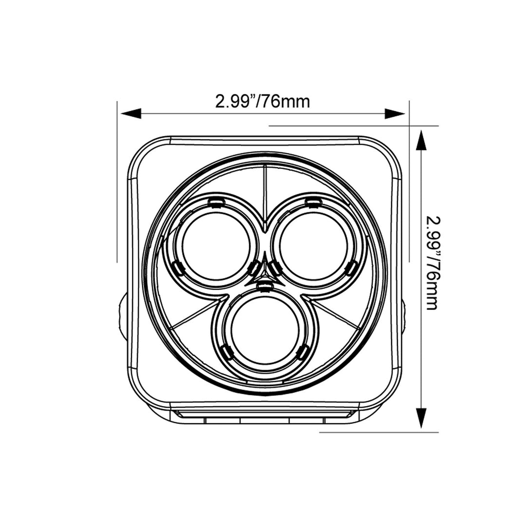 Kit de cañón de luz LED múltiple cuadrado CG2 de 3"