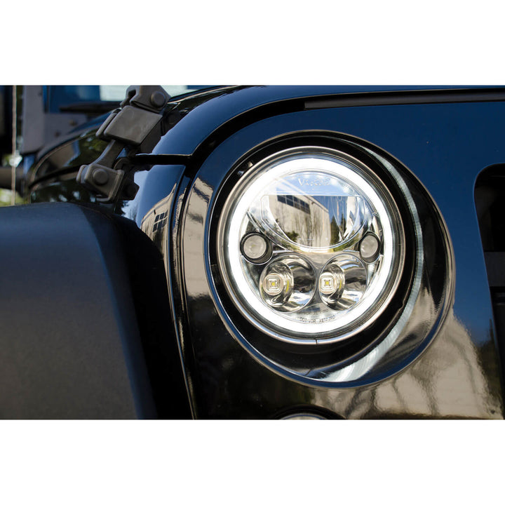 7" VX Series LED Headlight Kit - Chrome | Amber Halo