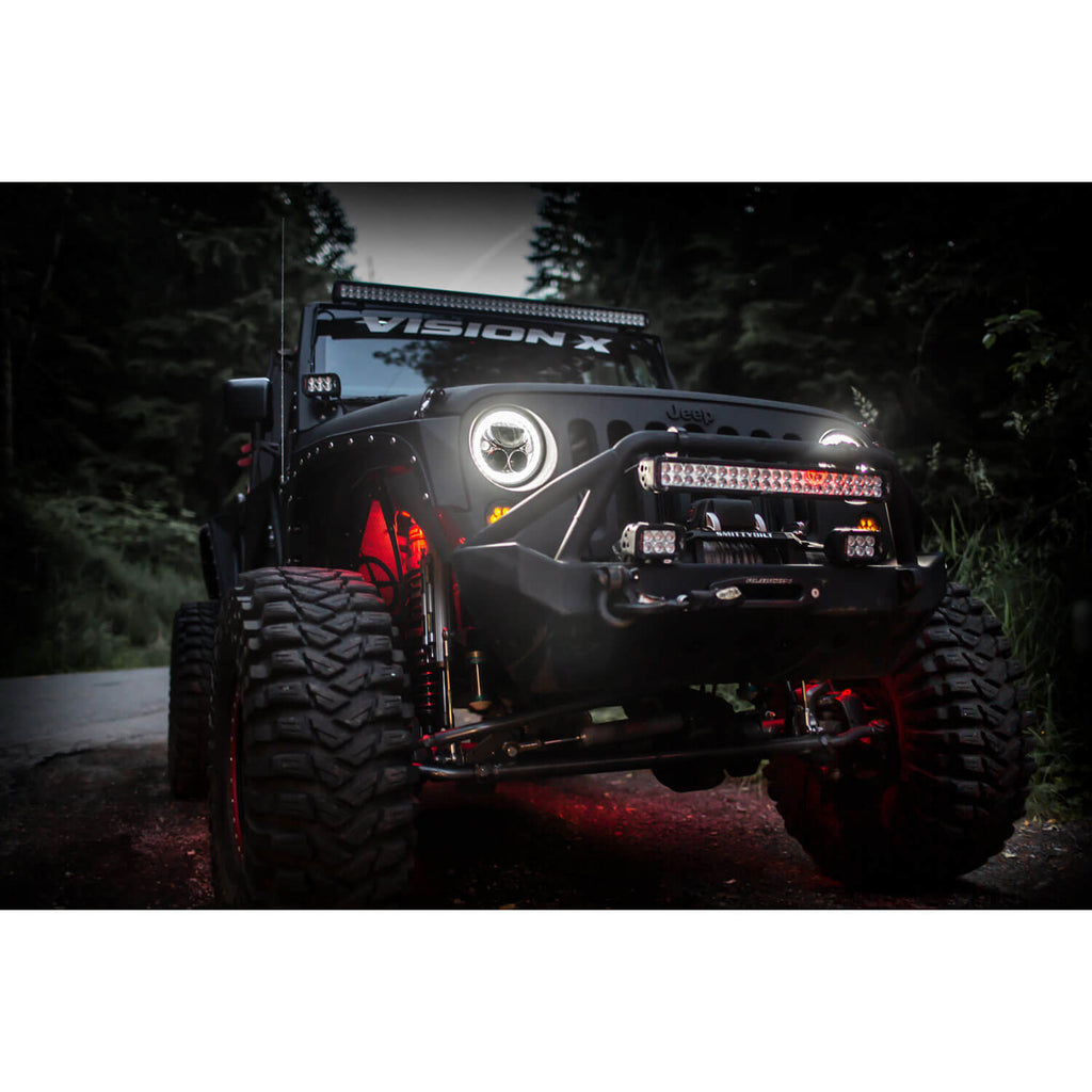 Kit de faros delanteros LED Jeep JK VX 2007-2018, cromado | Halo de ámbar