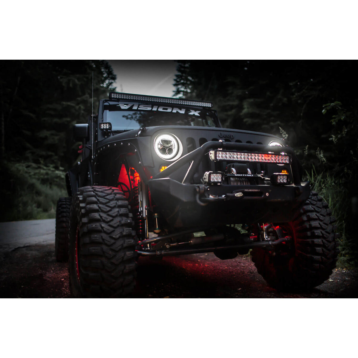 Kit de phares LED Jeep JK VX 2007-2018 - Chrome noir | Halo Blanc