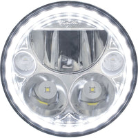 Faro LED para motocicleta XMC de 5,75 pulgadas, cromado | Halo Blanco