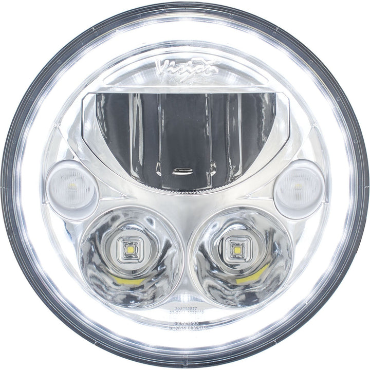 7" XMC Motorrad LED-Scheinwerfer Chrom | Weißer Halo