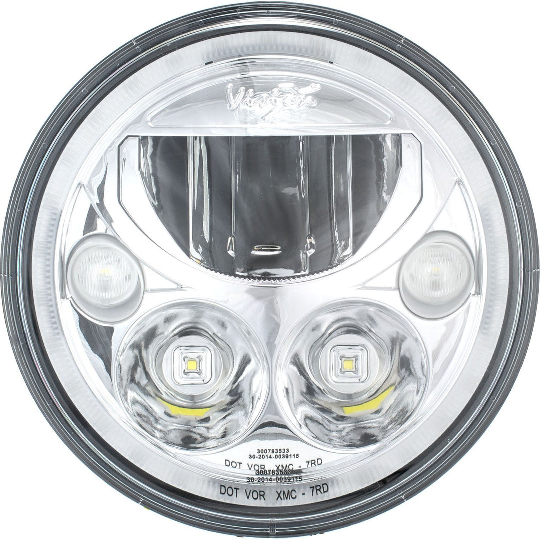 7" XMC Motorrad LED-Scheinwerfer Chrom | Weißer Halo