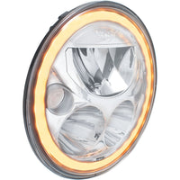 7 " XMC Moto Phare LED Chrome | Halo d'Ambre