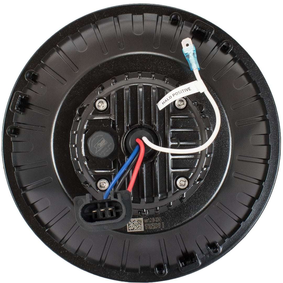 Phare LED moto XMC 5,75" Chrome noir | Halo blanc