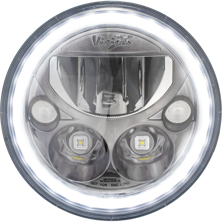 7" XMC motorfiets LED-koplamp zwart chroom | wit halo