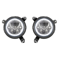 Kit de faros delanteros LED Jeep JL / Jeep Gladiator VX '20+ 18+ - Cromo negro | Halo Blanco