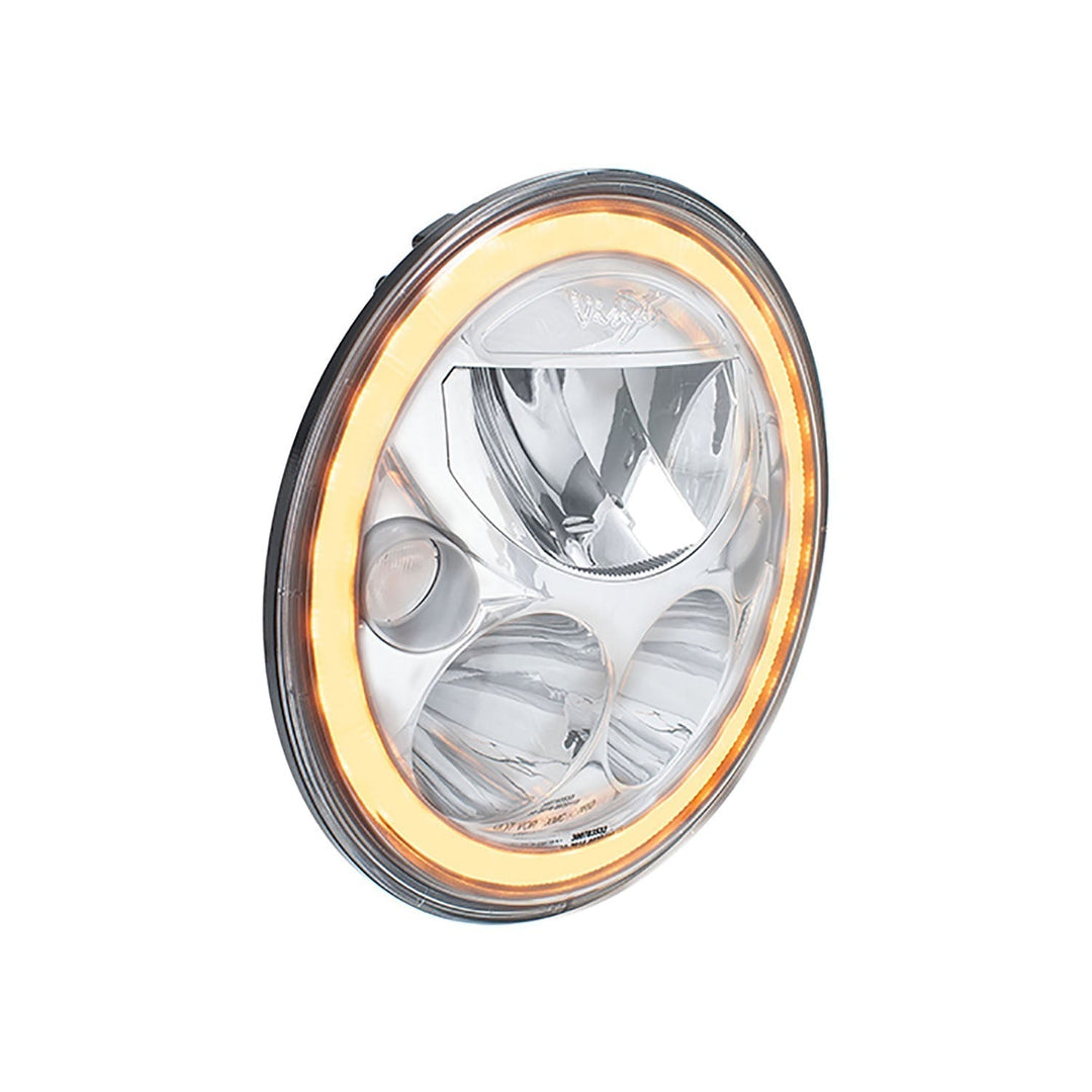 Phare LED moto XMC 5,75" Chrome | Halo ambre